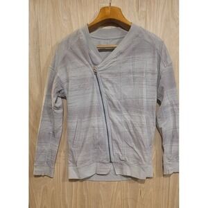 Lululemon‎ Mula Jacket Womens 8 Gray Righteous Stripe Bundle Wrap Moto Athletic